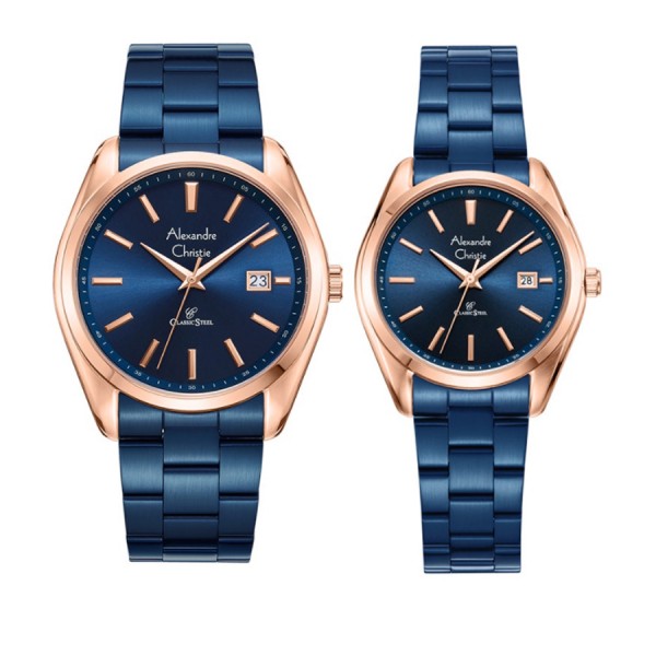 Alexandre Christie AC 8656 Rosegold Blue Couple